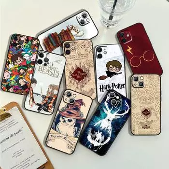 Чехол для телефона с рисунком Love HP-Potter для Apple iPhone 14 13 12 11 Pro Max Mini XS Max X XR 7 8 Plus 5S, черный силиконовый чехол iPhone 14