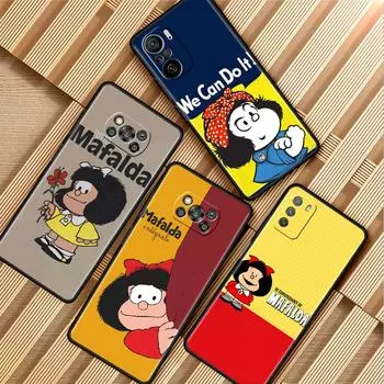 Чехол для телефона с рисунком Mafalda Girl для Xiaomi Mi Poco X3 NFC X4 M4 M3 Pro F1 F4 F3 GT C40 11T 11 Lite 5G Fundas, черный чехол Redmi 10 Power