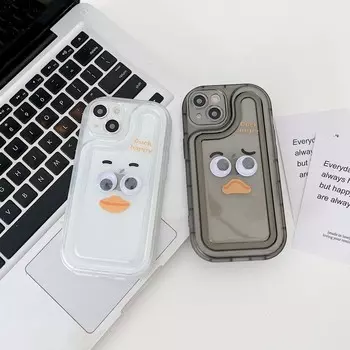 Чехол для телефона с рисунком милой утки, 2023, для Iphone 11 12 Pro Max 14 13 Promax, противоударный оригинальный чехол с 3d глазами, оригинальная задняя крышка, Чехлы For iphone 13pro
