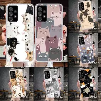 Чехол для телефона с рисунком милых котов для Samsung Galaxy A51 A52 A71 A72 A42 A32 A22 A02S A12 5G A21S A31 A41 M12 M21 M31S She Samsung A51