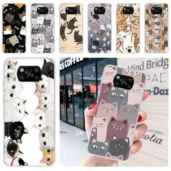 Чехол для телефона с рисунком милых котов для Xiaomi Poco X3 Nfc M3 F3 F1 Mi Note 10 Pro 11 Lite 9 8 CC9 9T 10T A3 A2 A1 11i Funda Xiaomi Poco X3 (Pro)