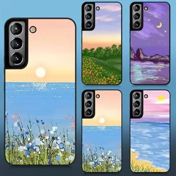 Чехол для телефона с рисунком моря для Galaxy S21ultra S23plus S21fe, мягкие силиконовые чехлы для Samsung Galaxy S22 Plus Ultra S20fe, черный чехол For Samsung S20 Plus