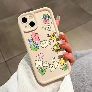 Чехол для телефона с рисунком мультяшного кота и цветов для iPhone Samsung Galaxy Xiaomi Redmi POCO HUAWEI Honor, противоударный резиновый мягкий гибкий чехол Huawei Mate 30