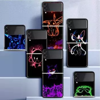 Чехол для телефона с рисунком «Покемон Япония» для Samsung Galaxy Z Flip 3 4 5G, модный Z Flip3, роскошный черный жесткий чехол для телефона Samsung Z Flip4 5G