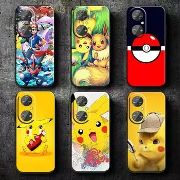 Чехол для телефона с рисунком покемонов Пикачуса для Huawei P50 P40 P30 P20 Lite 5G Nova Plus 9 SE Pro 5T Y9S Y9 Prime Y6 Balck TPU Y6 2019