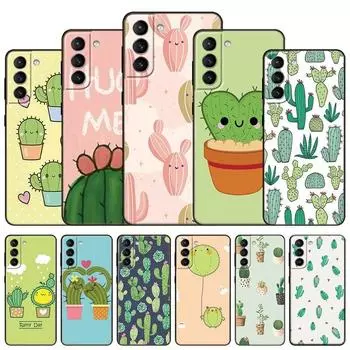 Чехол для телефона с рисунком растения кактуса для Samsung Galaxy S22 Pro S21 S20 FE Ultra S10 Lite S10 S10E S9 S8 Plus, мягкий черный чехол из ТПУ Samsung S22