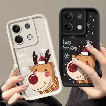 Чехол для телефона с рисунком рождественского лося цвета конфет для Xiaomi 14t 13t Poco X5 X6 F6 Pro Redmi Note 13 12 11 10 Pro, противоударный, мягкий, из ТПУ, защитный чехол для объектива Xiaomi 14T чёрный