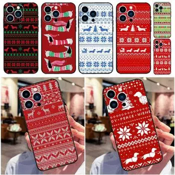 Чехол для телефона с рисунком рождественского свитера таксы для iPhone 13 12 11 14 Pro Max Mini X XR XS MAX SE 2022 2020 7 8 14 Plus iPhone SE 2022