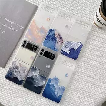 Чехол для телефона с рисунком снежной горы, вулкана, красочных облаков, луны для Samsung Galaxy Z Flip 3, 5g, задняя крышка For Samsung Z Flip