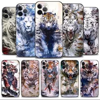 Чехол для телефона с рисунком тушью, тигром и львом для iPhone Samsung Galaxy Redmi Xiaomi Oppo OnePlus Note SA 7 8 9 10 11 12 13 14 20 21 22 23 53 54 Pro Max Ultra iPhone 6 or 6S