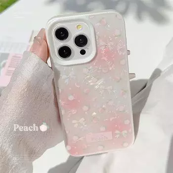 Чехол для телефона с рисунком в виде розовой персиковой ракушки 15promax