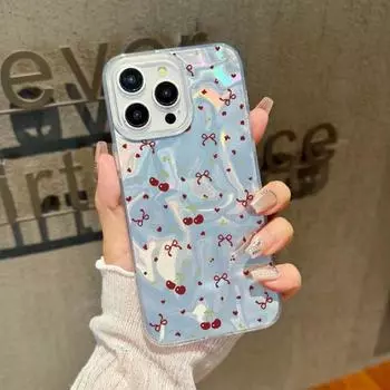 Чехол для телефона с рисунком вишни, роскошный, блестящий, для iPhone 16 Pro Max 15 Pro 14 13 12 11, гибридный, TPU, PC, ударопрочный, тонкий, прозрачный, бампер iPhone 16 красный