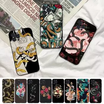 Чехол для телефона с рисунком змеи и цветком для Iphone 8, 7, 6, 6s Plus X Se 2020, Xr Xs 14, 11, 12, 13, Mini Pro Max, чехол для мобильного телефона For iphone XR