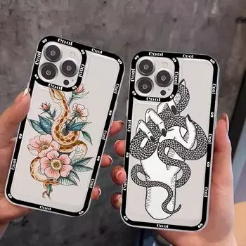 Чехол для телефона с рисунком змеи и цветка змеи для iPhone 11 12 13 Mini Pro Max 14 Pro Max iphone11