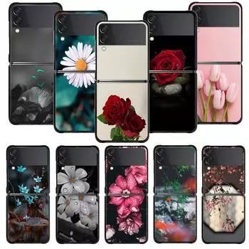 Чехол для телефона с розами, тюльпанами, зелеными побегами и цветами для Samsung Galaxy Z Flip 4 Z Flip3 5g, твердый чехол с откидной крышкой для Galaxy Z Samsung Z Flip4