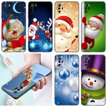 Чехол для телефона с рождественским снеговиком для Xiaomi Redmi Note 7 8 9 10 Lite 11 11E 11T 12 Pro 11S 4G 10T 5G 8T 9S 10S, черный чехол из ТПУ Redmi Note 7(Pro)
