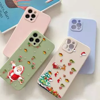 Чехол для телефона с Рождеством Санта-Клауса iPhone 11 12 13 14 Pro Max 7 8 Plus XR XS SE с прямым краем, жидкий силикагель, чехол iPhone 14 PM