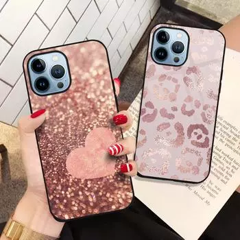 Чехол для телефона с розовым сердечком для Iphone 14 13 11 12 Pro Max Mini Xs Xr X, чехол из закаленного стекла для Iphone 7 8 6s Plus Se 2022 For iphone 12 mini