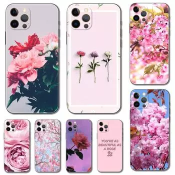 Чехол для телефона с розовыми цветами для iPhone Samsung Galaxy Redmi Xiaomi Oppo OnePlus Note SA 7 8 9 10 11 12 13 14 20 21 22 23 53 54 Pro Max Ultra TPU Soft iPhone 6 or 6S