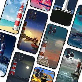 Чехол для телефона с ручным рисунком маяка и птицей для iPhone 8 7 6 6S Plus X SE 2020 XR XS 14 11 12 13 Mini Pro Max чехол для мобильного телефона 6plus or 6s plus