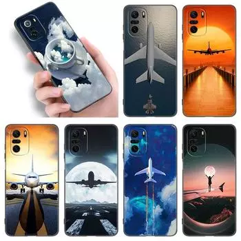 Чехол для телефона с самолетом для путешествий для Xiaomi POCO F2 F3 M2 M3 M4 X3 X4 Pro NFC F4 GT 5G F1 X2 C3 C31 C40 M5S, мягкий черный чехол из ТПУ Xiaomi POCOphone F1