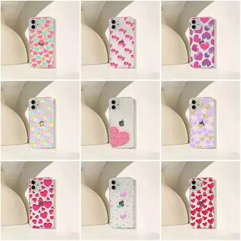 Чехол для телефона с сердечками и пульсацией для Iphone 11 12 13 14 Pro Max 7 8 Plus X Xr Xs Max Se 2020, мини-прозрачный чехол iphone 11Pro