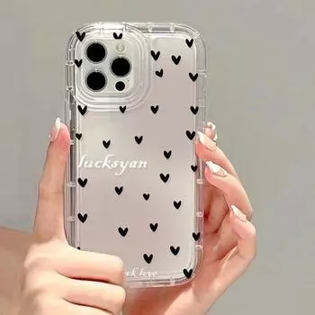 Чехол для телефона с сердечком для iPhone 11, чехол для iPhone 15 14 Pro Max 12 13 XR XS X 7 8 15 Plus SE SE3, мягкий противоударный прозрачный чехол For iPhone 14 Plus