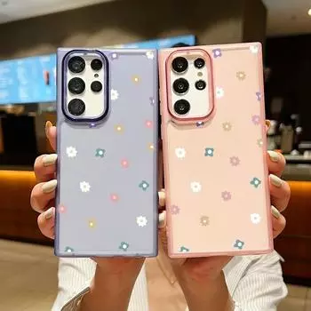 Чехол для телефона с сердечком для Samsung S22 S21 S21 Ultra S21 S20 S23 FE A53 A52 A54 A34 5g, силиконовый противоударный чехол с цветком Samsung S23 FE прозрачный