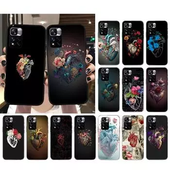 Чехол для телефона с сердечком и цветком для Xiaomi Redmi note 13 12 Pro 11S 11 10 Pro 10S 12S Redmi 10 13C 9C Redmi Note 12 4G