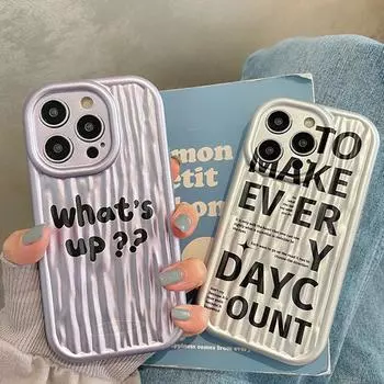 Чехол для телефона с серебряными полосками и буквами для Iphone 13 12 11 14 Pro Max, мягкая силиконовая задняя крышка For iPhone 12 Pro
