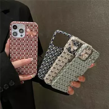 Чехол для телефона с сетчатым узором 3D-бабочка, подходящий для 11/12/13/14/15/16/PRO/PROMAX/PLUS iPhone15