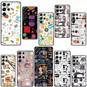 Чехол для телефона с швейными ножницами для Samsung Galaxy S21 Ultra S20 FE S8 S9 S10 S22 Plus Note 20 Ultra, полное покрытие Galaxy S9 Plus