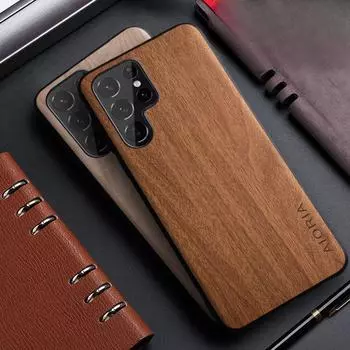 Чехол для телефона с текстурой дерева для Samsung S24 Ultra S24 Plus S24 - деревянный чехол, полный чехол для телефона, ультратонкий деловой чехол, устойчивый к падениям для мужчин и женщин S24 Ultra