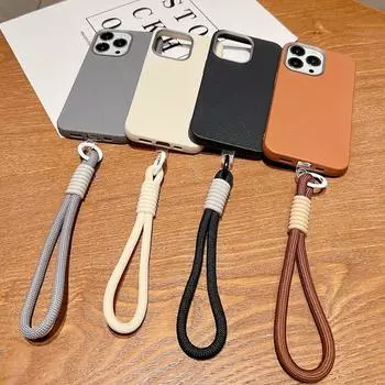 Чехол для телефона с текстурой кожи и ремешком для руки для iPhone 16 15 Pro 14 Plus 13 12 11 Pro Max Xs Max Xr 8 7 6 Plus, ударопрочный, мягкий, из ТПУ, тонкий чехол iPhone 16 чёрный