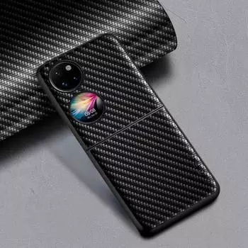 Чехол для телефона с текстурой углеродного волокна для карманного телефона Huawei P50, модный дизайн, мягкая задняя крышка, карманный чехол для Huawei P50 P50 Pocket чёрный