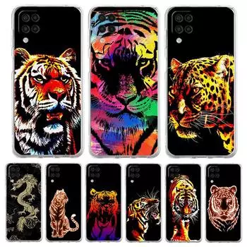 Чехол для телефона с тигровым неоном и леопардовым принтом для Samsung Galaxy A51 A71 A21S A12 A11 A31 A41 A03S A13 A33 A73 A53 A52 A32 5G A23, прозрачный чехол Samsung A01
