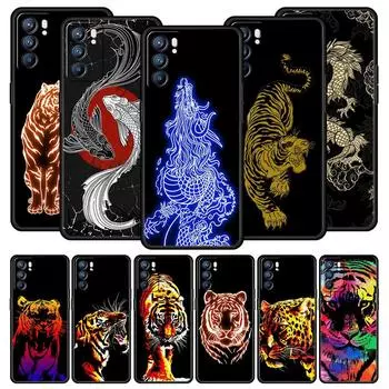 Чехол для телефона с тигровым неоном и леопардовым принтом для Oppo Find X5 A54 A53 A52 A9 2020 A15 A95 A16 A76 A74 A12 Reno7 SE Reno6 Pro Plus 5G, мягкий чехол Reno7 Pro 5G