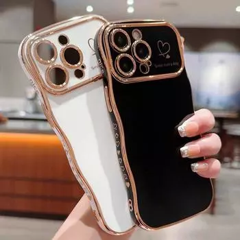 Чехол для телефона с волнистым боковым покрытием Love Heart для iPhone 11 12 13 14Pro Max 15 Pro Max ярких цветов, защита линз, мягкая задняя крышка из ТПУ For iPhone 11Pro