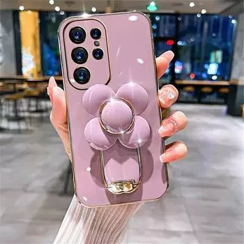 Чехол для телефона с вращающейся подставкой и цветком для Samsung Galaxy A52 A52s A72 A12 A22 A32 4G 5G A51 A71 A50 A70, мягкий силиконовый чехол For Samsung A12 чёрный