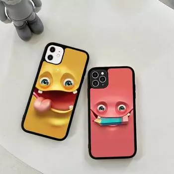 Чехол для телефона с забавным лицом, силиконовый чехол из ПК+ТПУ для iPhone 11 12 13 Pro Max 8 7 6 Plus X SE XR, жесткие чехлы iphone 14