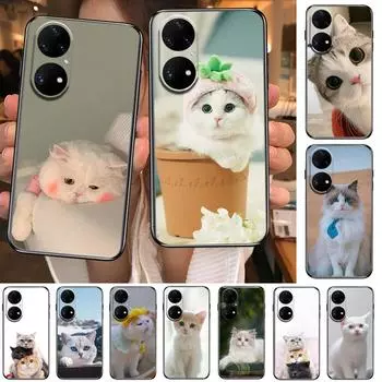 Чехол для телефона с забавным мультяшным котом для Huawei p50 P40 p30 P20 10 9 8 Lite E Pro Plus, черный чехол Etui с рисунком Hoesjes comic fas Huawei P20 lite