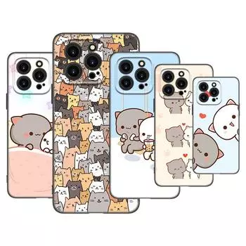Чехол для телефона с забавным мультяшным котом для Apple iPhone 13 12 Mini 11 Pro XS Max X XR 8 7 6S 6 Plus SE 2020 5S 5, мягкий черный чехол из ТПУ iPhone 5 5S SE