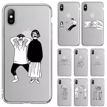 Чехол для телефона с забавными парами для iPhone 11 12 Mini 13 Pro XS Max X 8 7 6s Plus 5 SE XR Прозрачный чехол iPhone13mini