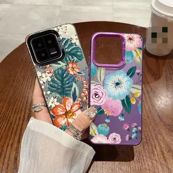 Чехол для телефона с защитой от падений и цветочным узором для Samsung S24 S23 A55 A35 Xiaomi Redmi 13C Poco C65 iPhone 15 Huawei Honor, противоударный защитный бампер Samsung A54 5G