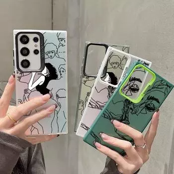 Чехол для телефона с защитой от падений и парой линий для Samsung S24 A55 A35 Xiaomi Redmi 13C Poco C65 iPhone Huawei Honor, противоударный защитный бампер Samsung A54 5G