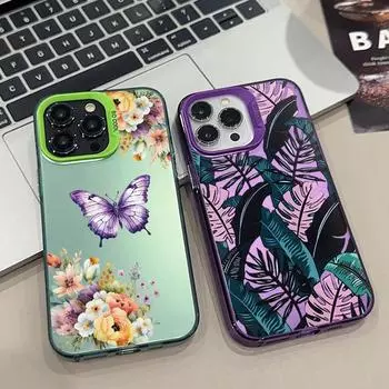 Чехол для телефона с защитой от падений и узором «Бабочка» для Samsung S24 S23 A55 A35 Xiaomi Redmi 13C Poco C65 iPhone Huawei Honor, противоударный защитный бампер Samsung A54 5G