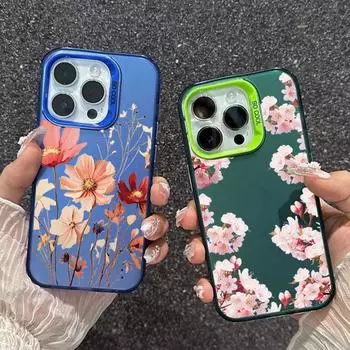 Чехол для телефона с защитой от падений и цветочным узором для Samsung S24 S23 A55 A35 Xiaomi Redmi 13C Poco C65 iPhone 15 Huawei Honor, противоударный защитный бампер Samsung A54 5G