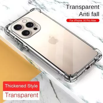 Чехол для телефона с защитой от падений для Apple iPhone 16 Pro Max, прозрачная защитная оболочка для iPhone16 Plus 16+ 16Pro 16ProMax 2024, 6,9 дюйма, задняя крышка for iPhone 16Pro Max чистый