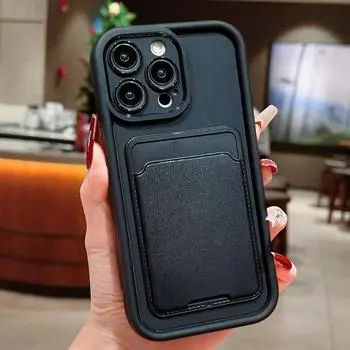 Чехол для телефона с защитой от падения и вставкой для карт для Xiaomi Redmi Note 13 12 Pro Plus 5G 13 12S 11S 11 10S 10 Redmi 12 13C, мягкий силиконовый чехол Redmi 12 4G чёрный