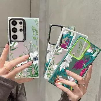 Чехол для телефона с защитой от падения с рисунком в виде листа для Samsung S24 S23 A55 A35 Xiaomi Redmi 13C Poco C65 iPhone 15 Huawei Honor противоударный защитный бампер Samsung A54 5G